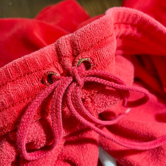 Vintage Tommy Hilfiger Red Velour Track Pants Drawstring Straight Leg ; Medium - Picture 8 of 9